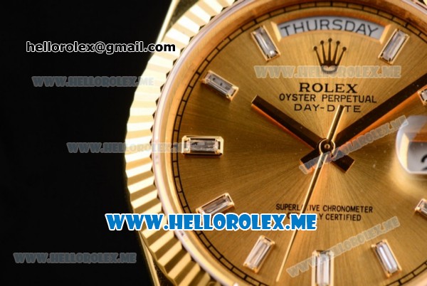 Rolex Day-Date Swiss ETA 2836 Automatic Yellow Gold Case/Bracelet with Stick Markers and Yellow Gold Dial (BP) - Click Image to Close